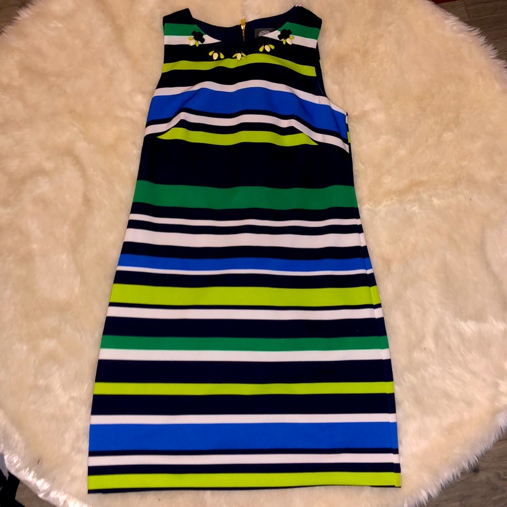 Vince Camuto Sleeveless Dress with Embellished Neckline
